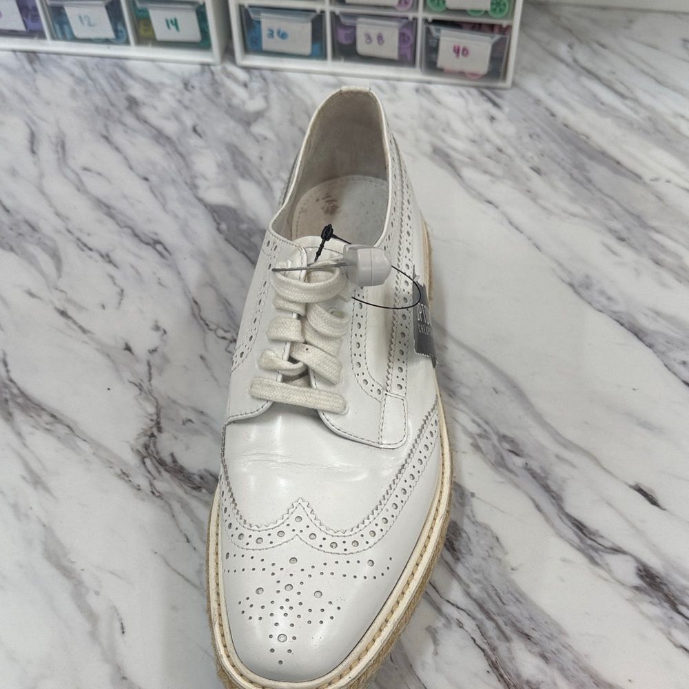 Prada White Perforated Brogues